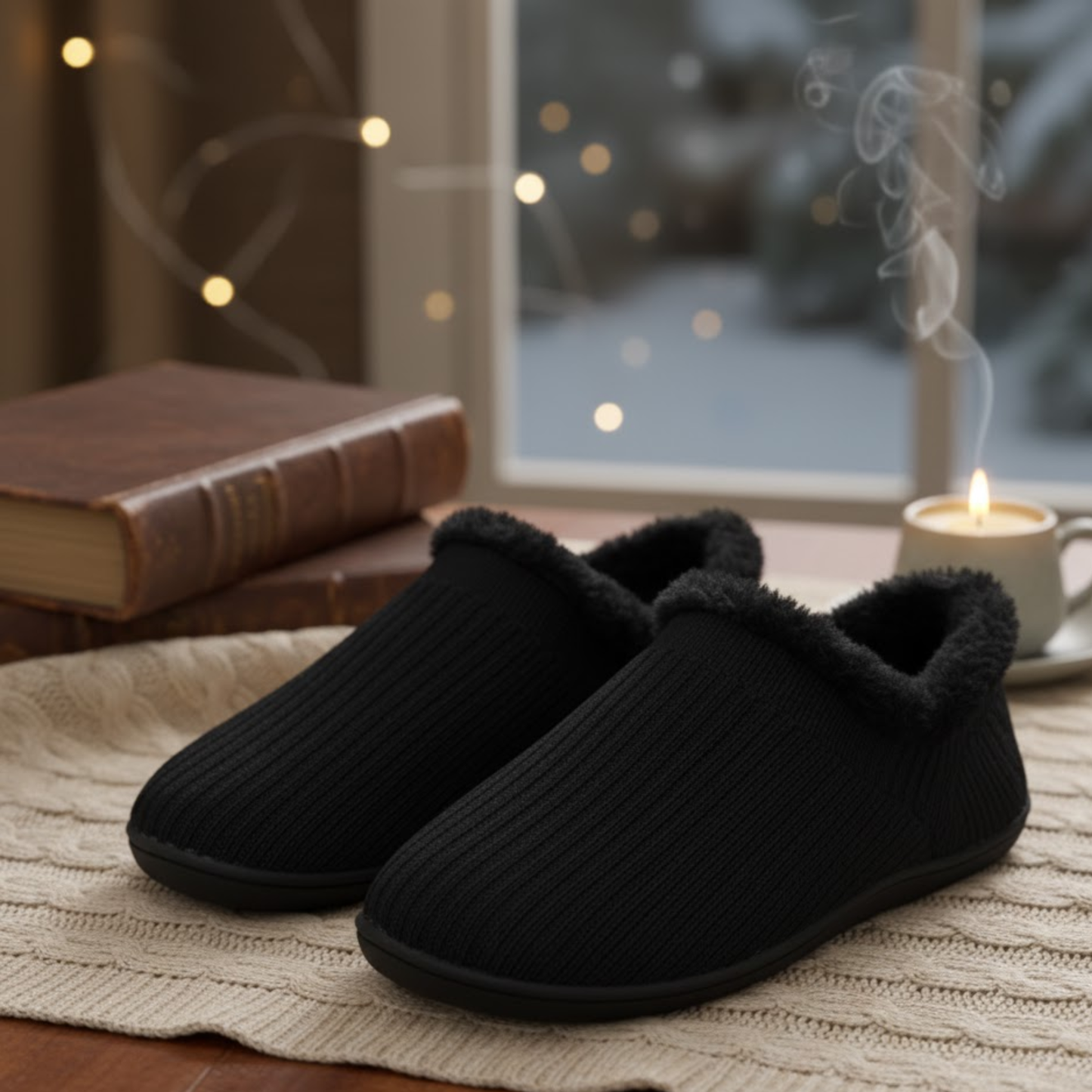 SnugSeason Unisex Rib-Knit Outdoor/ Indoor Comfort Slippers